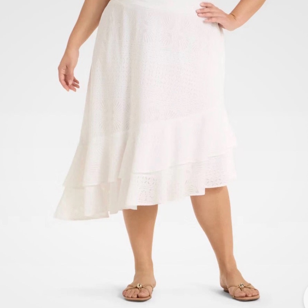 Elegant White Asymmetrical Women's Skirt 3X